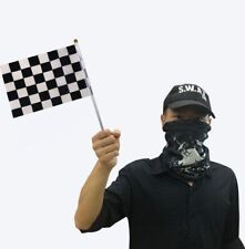 Black and White Checkered Finish Line Large Hand Waving Courtesy Flag