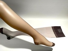 Lot 3 pairs!silky non-stretch contrast flat RHT ultra sheer all nylon  stocking