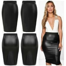 Black Pencil Skirt Silky High Waisted 20-22 Pin Up Sexy Bodycon Tight  Womens P99