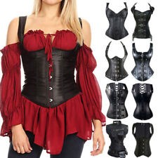 Women Sexy Overbust Boned Corset Burlesque Basque Top Lace-Up Costume Size  6-24